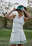 Knitted sleeveless collared polo