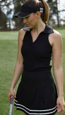 Knitted sleeveless collared polo