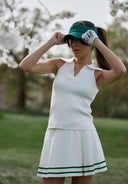 Knitted sleeveless collared polo