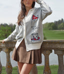Golf themed embroidered cardigan