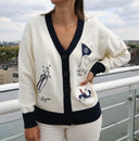 Sophie Cardigan- Cream/Navy