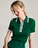Jamie Pointelle Knit Short Sleeve Polo