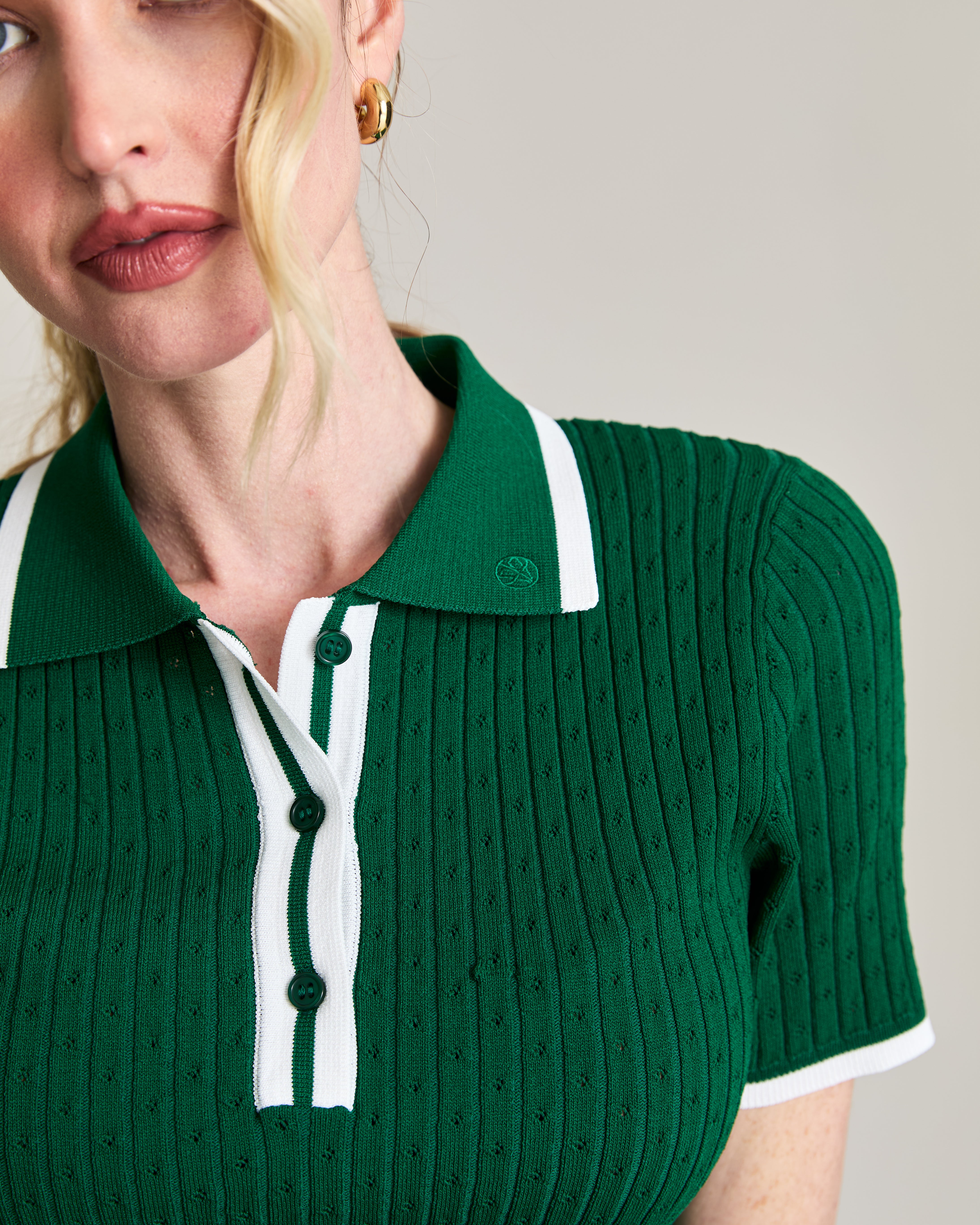 Jamie Pointelle Knit Short Sleeve Polo – Victoria Paulsen