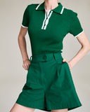 Jamie Pointelle Knit Short Sleeve Polo