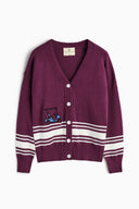 Sophie Stripe Cardigan - Burgundy