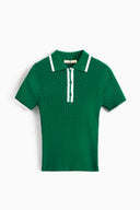 Jamie Pointelle Knit Short Sleeve Polo